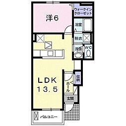 イースト・ヒル 1LDKの間取図画像