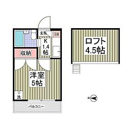 トレニア 1Kの間取図画像