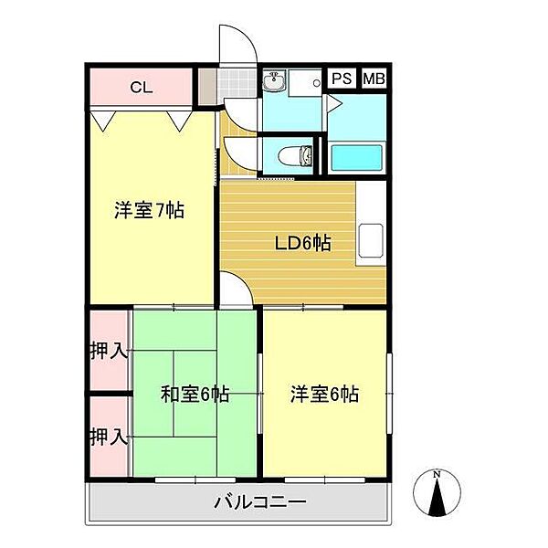 コロールマンション 102｜埼玉県熊谷市曙町５丁目(賃貸マンション3DK・1階・57.69㎡)の写真 その2