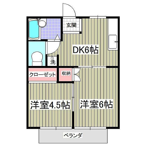 埼玉県行田市城西１丁目(賃貸アパート2DK・1階・36.40㎡)の写真 その2