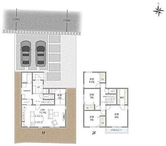 間取り:☆4LDK+畳コーナー+WIC☆敷地面積172.84m2・建物面積110.13m2 間取り:☆4LDK+畳コーナー+WIC☆敷地面積172.84m2・建物面積110.13m2