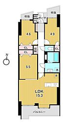 サーパス東古松 3LDKの間取図画像