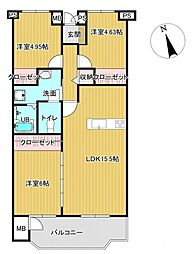 ファミール岡山 3LDKの間取図画像