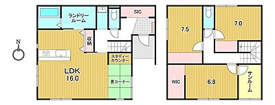 間取り:☆オール電化3LDK+SIC+WIC+サンルーム☆敷地面積169.73m2・建物面積105.15m2 間取り:☆オール電化3LDK+SIC+WIC+サンルーム☆敷地面積169.73m2・建物面積105.15m2