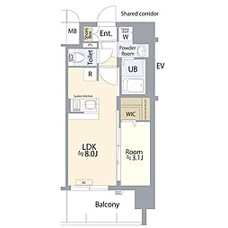 エスプレイス名古屋神宮 1LDKの間取図画像