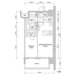 ザ・パークハビオ新栄 1LDKの間取図画像