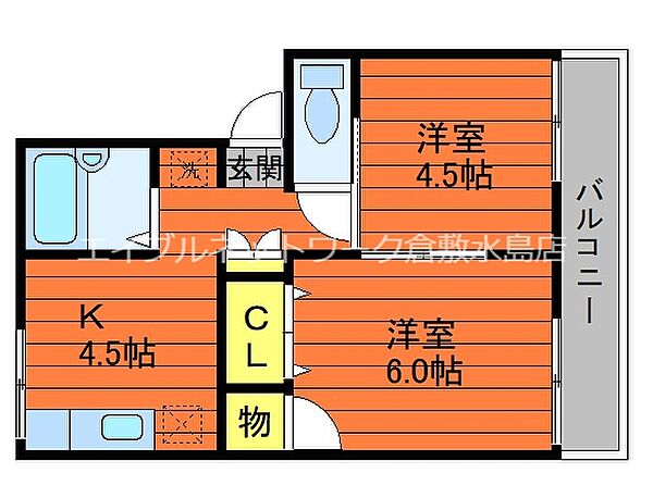 プレジール万寿東 ｜岡山県倉敷市福島(賃貸アパート2K・1階・37.72㎡)の写真 その2