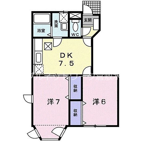 パープルメゾン ｜岡山県倉敷市大内(賃貸アパート2DK・1階・46.06㎡)の写真 その2