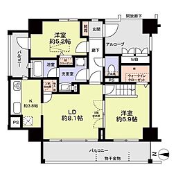 カムザ・スクエア八千代緑が丘エスタシオン 2LDKの間取図画像
