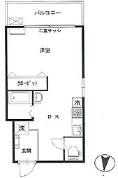 ステラハイム富ヶ谷 1DKの間取図画像