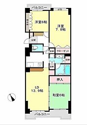 ラポール南麻生 3LDKの間取図画像