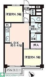 川口ハイツ 2LDKの間取図画像