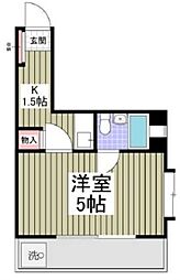 清水ハイツ 1Kの間取図画像
