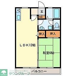 サンライズB 1LDKの間取図画像
