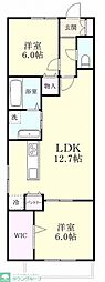 川口市戸塚東1丁目アパート 2LDKの間取図画像