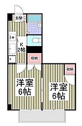 白鍬グランデ 2Kの間取図画像