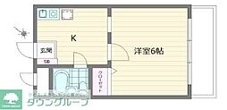 TOP北浦和No.1 1Kの間取図画像