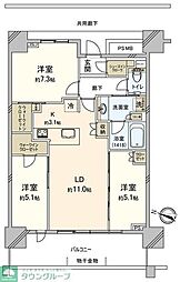 URAWA THE TOWER 3LDKの間取図画像