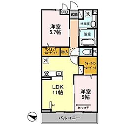 安行藤八D-room2 2LDKの間取図画像