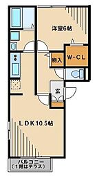 メゾンソレイユ 1LDKの間取図画像