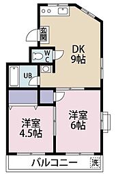 グレース広ケ谷戸 2DKの間取図画像