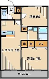 桜メゾン 2LDKの間取図画像