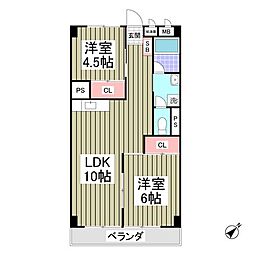 リブレス東浦和 2DKの間取図画像