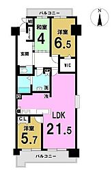 宝マンション一宮 3LDKの間取図画像