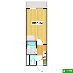 エグゼコート大在 1Kの間取図画像