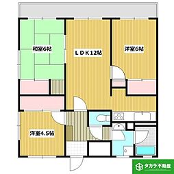 セゾン中島西 3LDKの間取図画像