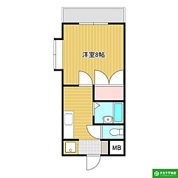 エスポアールゆき2 1Kの間取図画像