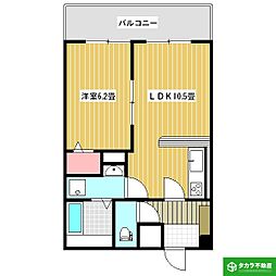 EXE大道町 1LDKの間取図画像