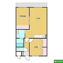 ディアコート7番館 2LDKの間取図画像
