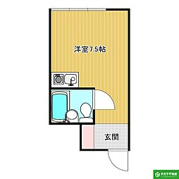 皐月マンション第三大分 ワンルームの間取図画像