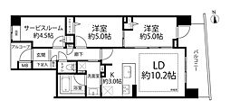 ブランディア武蔵中原 2SLDKの間取図画像