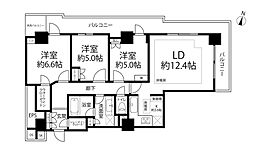 プラウドタワー船橋 3LDKの間取図画像