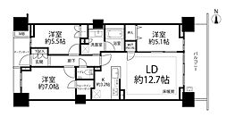 プラウドシティ加賀学園通り 3LDKの間取図画像