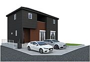 完成予想パース。南東道路と南西道路の角地なので、陽当たりと開放感、通風は良好です。