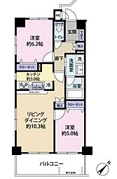 パテラスクエア秦野 2LDKの間取図画像
