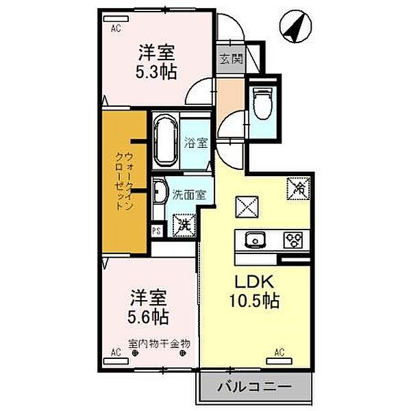 エコンフォート前橋駒形　A棟 ｜群馬県前橋市駒形町(賃貸アパート2LDK・1階・52.51㎡)の写真 その2