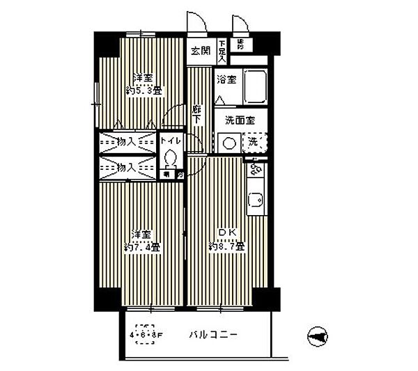 東京都江東区亀戸１丁目(賃貸マンション2DK・7階・49.69㎡)の写真 その2