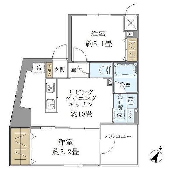 東京都港区高輪１丁目(賃貸マンション2LDK・8階・46.98㎡)の写真 その2