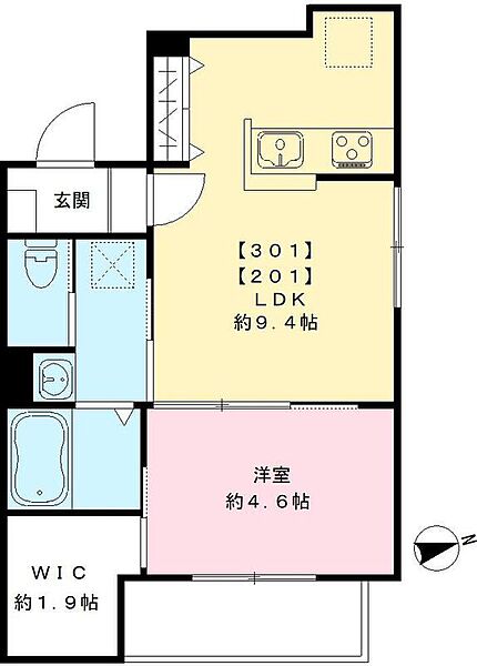 東京都新宿区若葉１丁目(賃貸アパート1LDK・2階・35.65㎡)の写真 その2