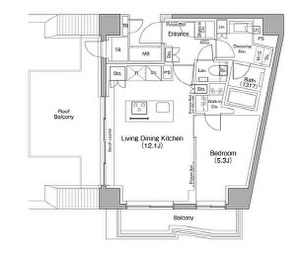 東京都新宿区横寺町(賃貸マンション1LDK・5階・45.48㎡)の写真 その2