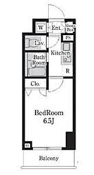 都営新宿線 大島駅 徒歩4分の賃貸マンション 8階1Kの間取り