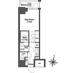 東京メトロ日比谷線 広尾駅 徒歩9分の賃貸マンション 10階1Kの間取り