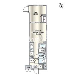 JR山手線 恵比寿駅 徒歩9分の賃貸マンション 1階1LDKの間取り
