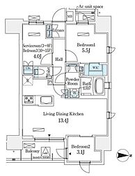 東京メトロ千代田線 町屋駅 徒歩4分の賃貸マンション 10階3LDKの間取り