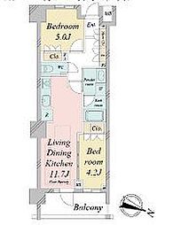 東京メトロ東西線 早稲田駅 徒歩6分の賃貸マンション 7階2LDKの間取り