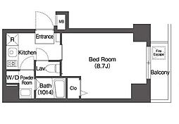 都営新宿線 菊川駅 徒歩9分の賃貸マンション 4階1Kの間取り